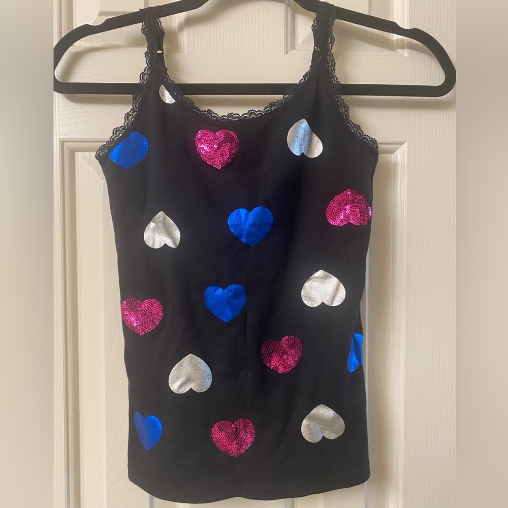 Justice Girls Heart Patterned Tank Top Size 10 NWT